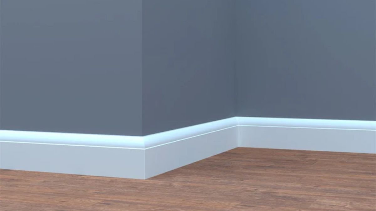 rodape branco em parede cinza