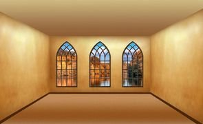 sala amarela com rodape escuro