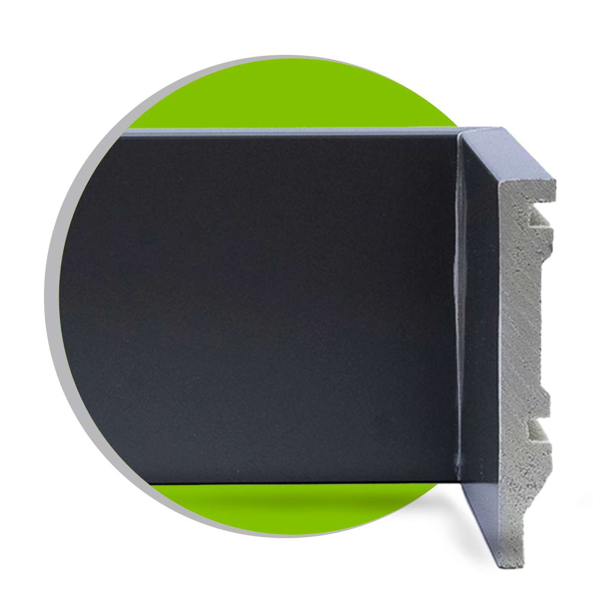 Rodap&eacute; Graddus Cinza Escuro 10cm Frisado Instalado