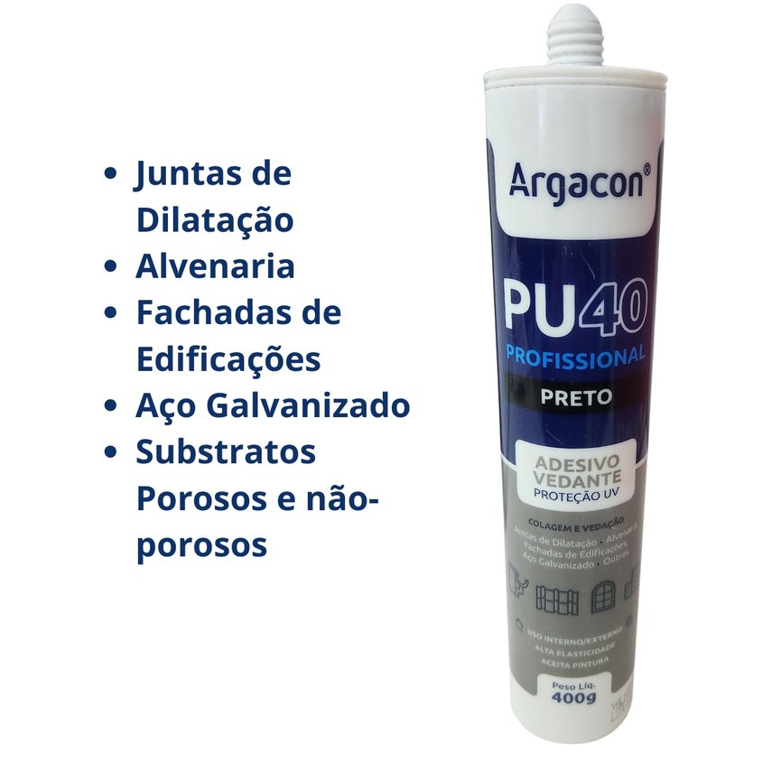 895 selante pu40 profissional preto 400g argacon repare 2