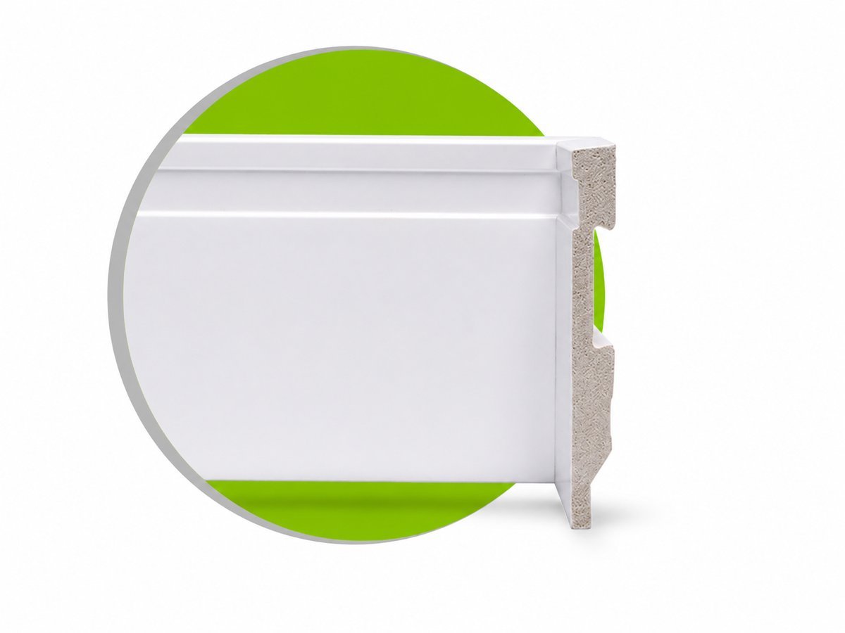 Rodap&eacute; de Poliestireno 12cm Frisado Branco com 2,4 metros