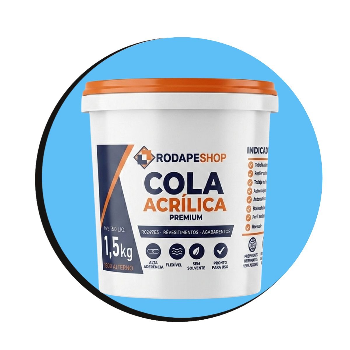 Cola Acr&iacute;lica Premium para Rodap&eacute; 1,5 Kg RodapeShop