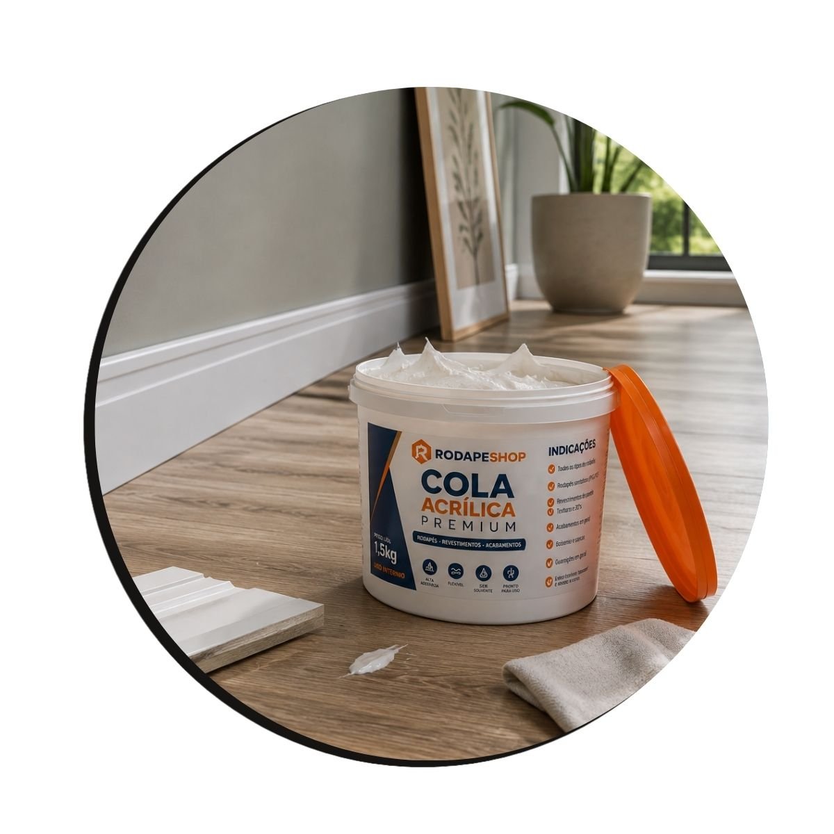 Cola para Rodap&eacute; RodapeShop aplicada em acabamento decorativo