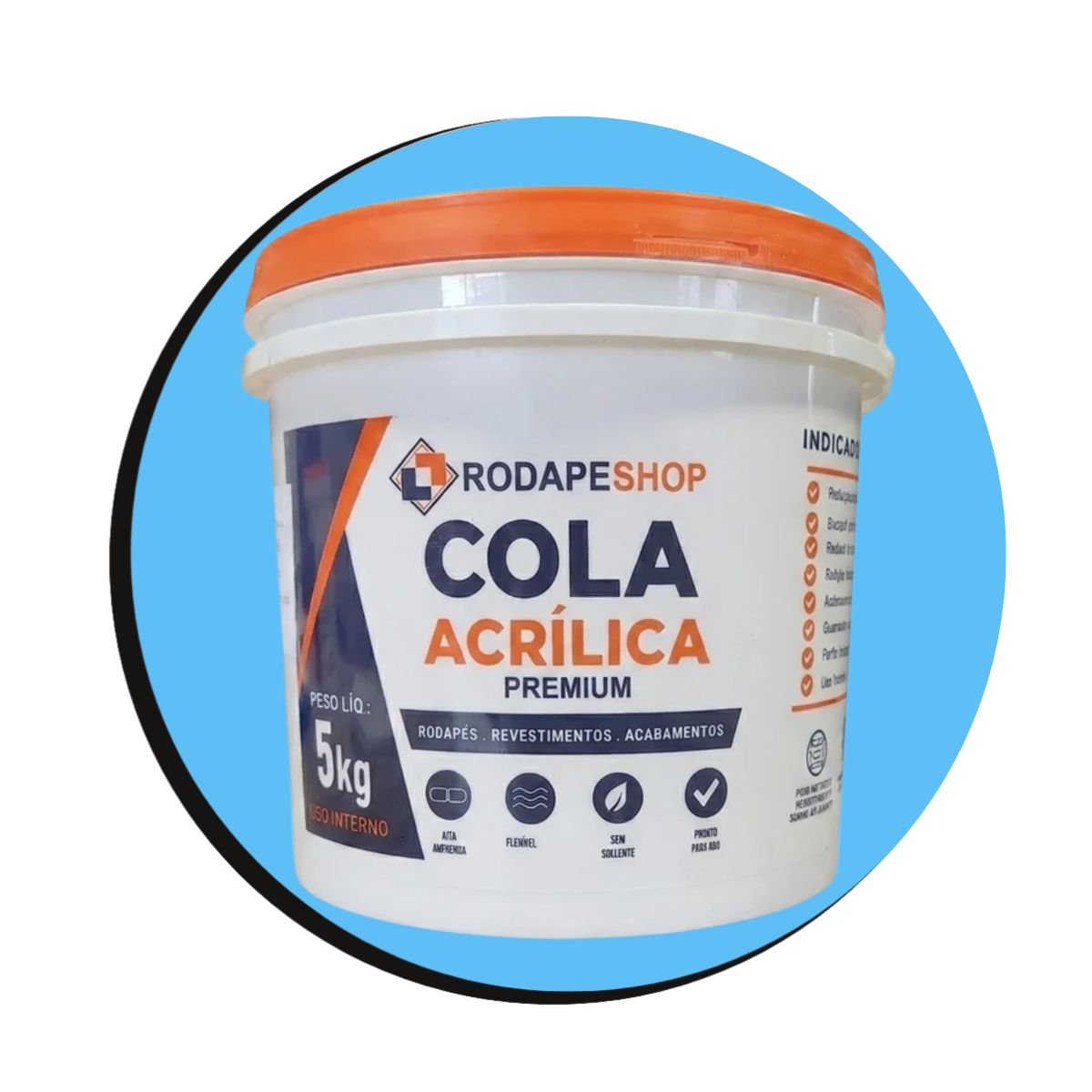 Cola para Rodap&eacute; 5 Kg RodapeShop para fixa&ccedil;&atilde;o de acabamentos internos