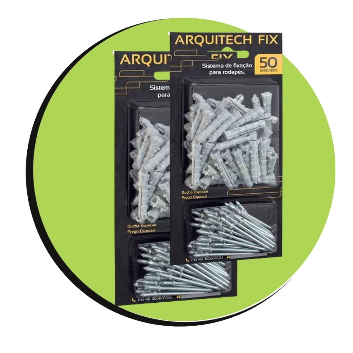 Kit de pregos e buchas Arquitech Fix para fixação de rodapés e guarnições